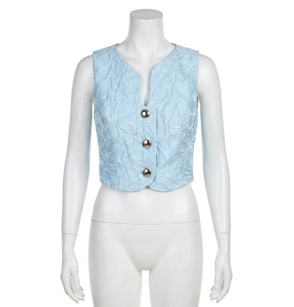 NEW DAY + MOON vivian textured vest in blue